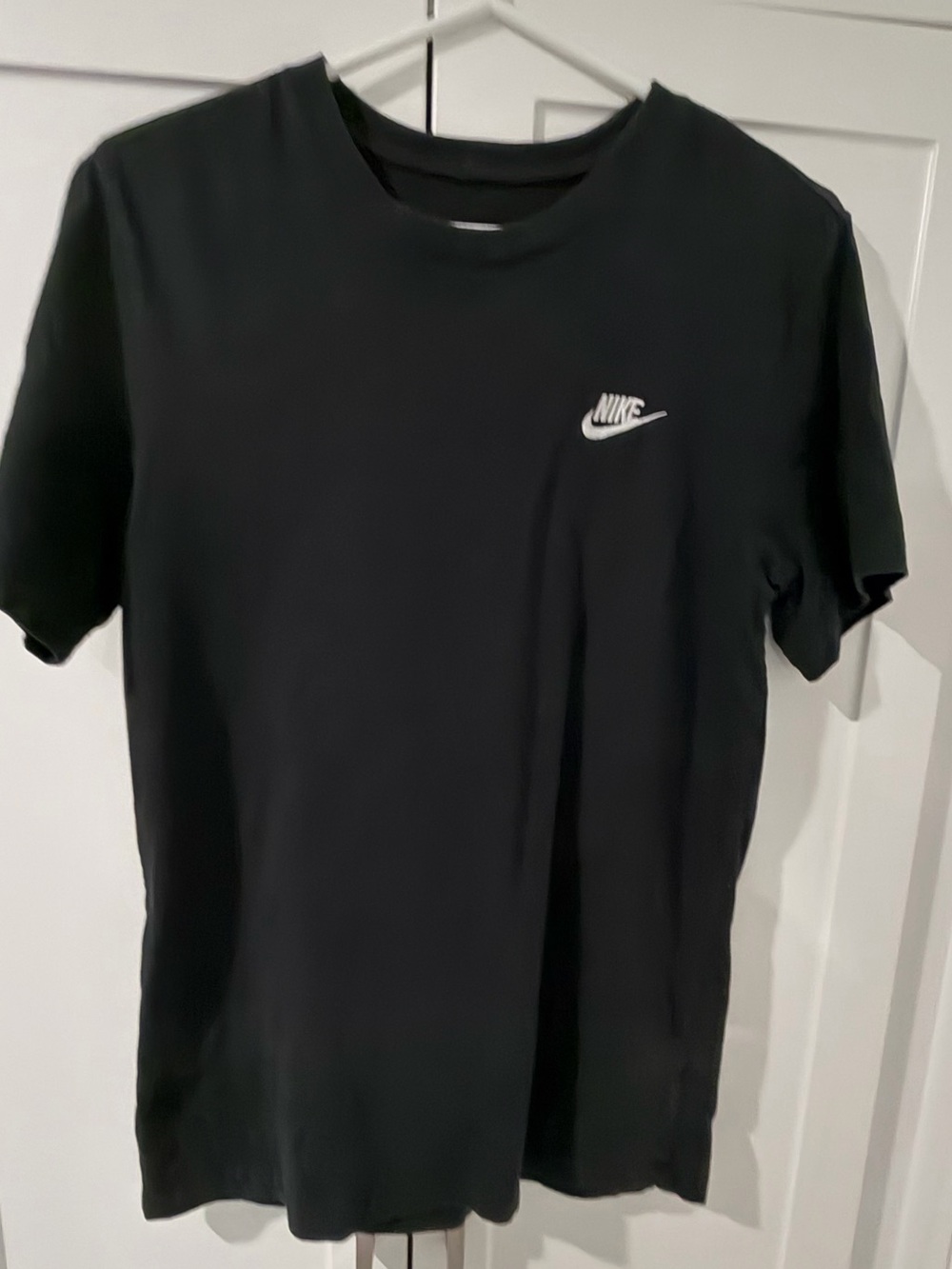 Nike Black Short-Sleeve Crewneck Tee with White Swoosh
